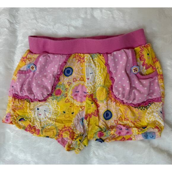 Matilda Jane Little Miss Sunshine Pull-On Shorts Pink / Yellow Pockets Girls 4 - Picture 2 of 6